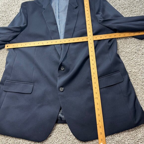 Haggar In Motion Tailored Fit Navy Blazer Mens Size 52L Polyester Blend - Picture 7 of 11